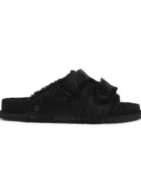 Birkenstock 男士 SS26 凉拖 1774 ZURICH PONY 黑色毛羊皮凉拖