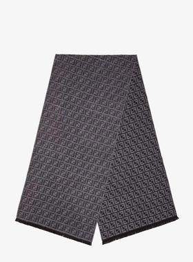 Fendi 男士 SS26 围巾 FF 灰色羊毛围巾