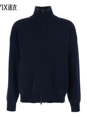 [秋冬新品]Roberto Collina 男款Closure 蓝色溜肩前拉链羊毛男士