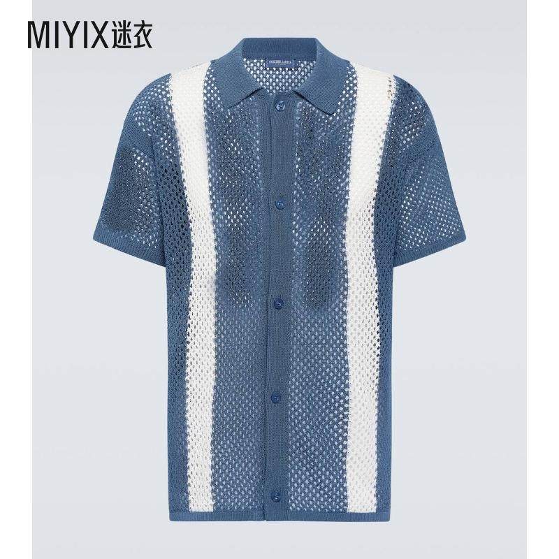 Frescobol Carioca  男 Castillo 棉混纺钩花保龄球衬衫 迷衣时尚