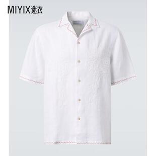 Frescobol Carioca 男款Flavio 刺绣亚麻保龄球衬衫 迷衣时尚