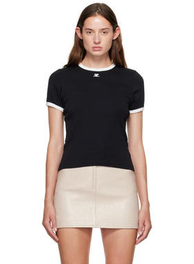 Courrèges 女士 T恤 黑色 Signature Contrast T 恤