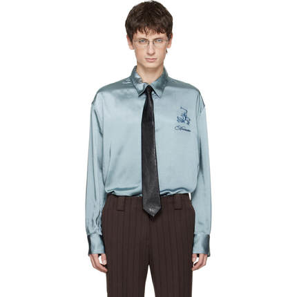 AVAVAV 男士 衬衫 蓝色 Satin Button-Up 衬衫