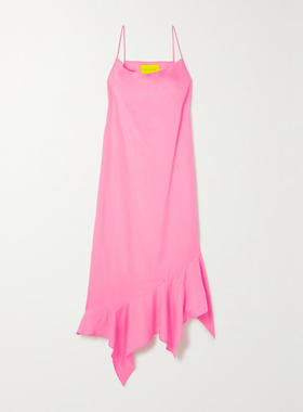 MARQUES ' ALMEIDA 女士 中长连衣裙 不对称荷叶边天丝中长连衣裙