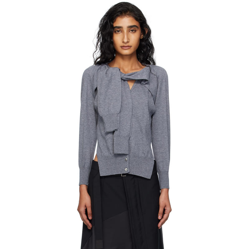 OPEN YY 女士 开衫 灰色 Sleeve Layered 开衫