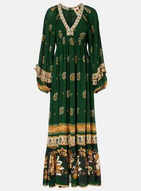 FARM Rio 女士 中长连衣裙 Ayla 绿色荷叶边长款连衣裙