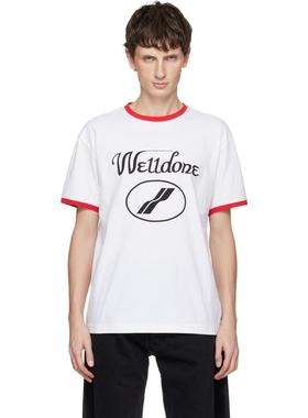 We11Done 男士 SS23 T恤 白色 Cursive Ringer T 恤