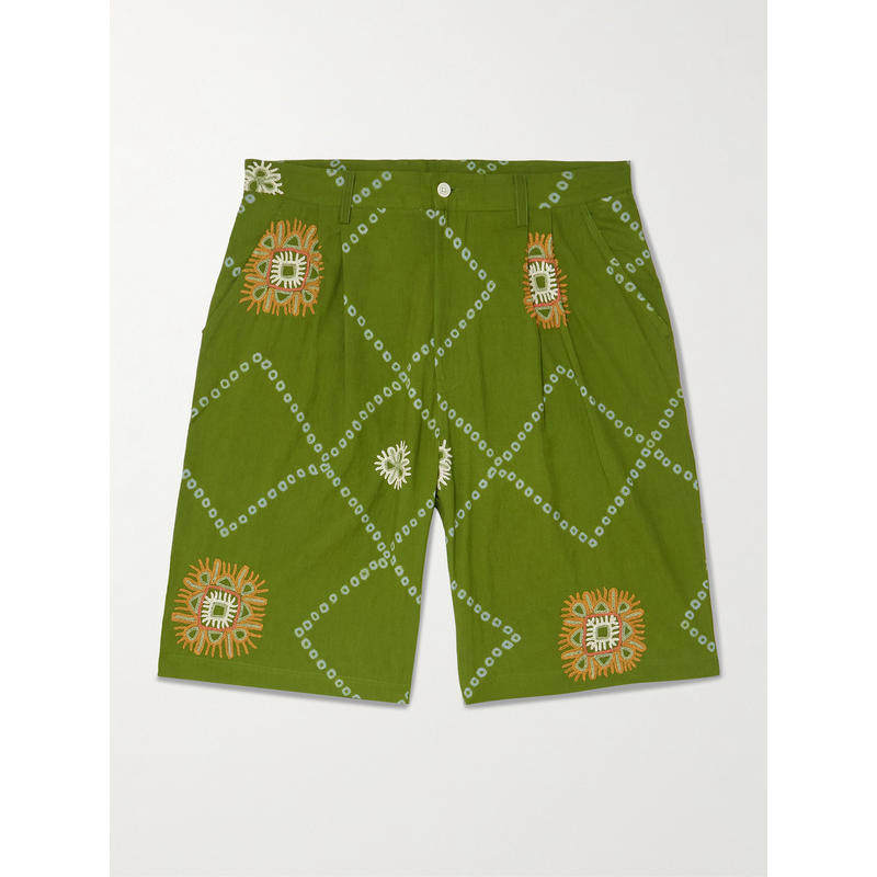 KARDO 男士 FW25 短裤 直筒刺绣印花褶裥棉质