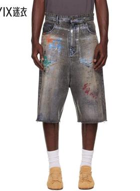 We11Done 男款黑色 Painted 牛仔短裤 迷衣时尚