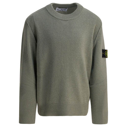 Stone Island 石头岛 男童 FW25 上衣 绿色羊绒针织衫童装