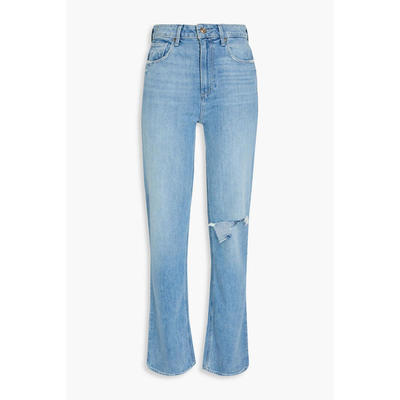 PAIGE 女士 牛仔长裤 Stella 磨破高腰直筒牛仔裤