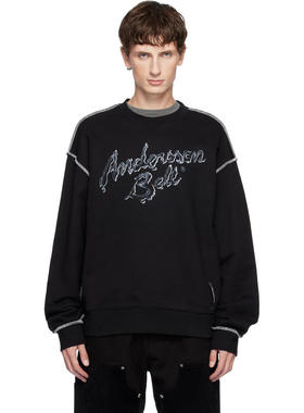 Andersson Bell 男士 卫衣 黑色 Liquid Logo 套头衫