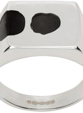 Ellie Mercer 男士 戒指 银色  黑色 Three Circles 戒指