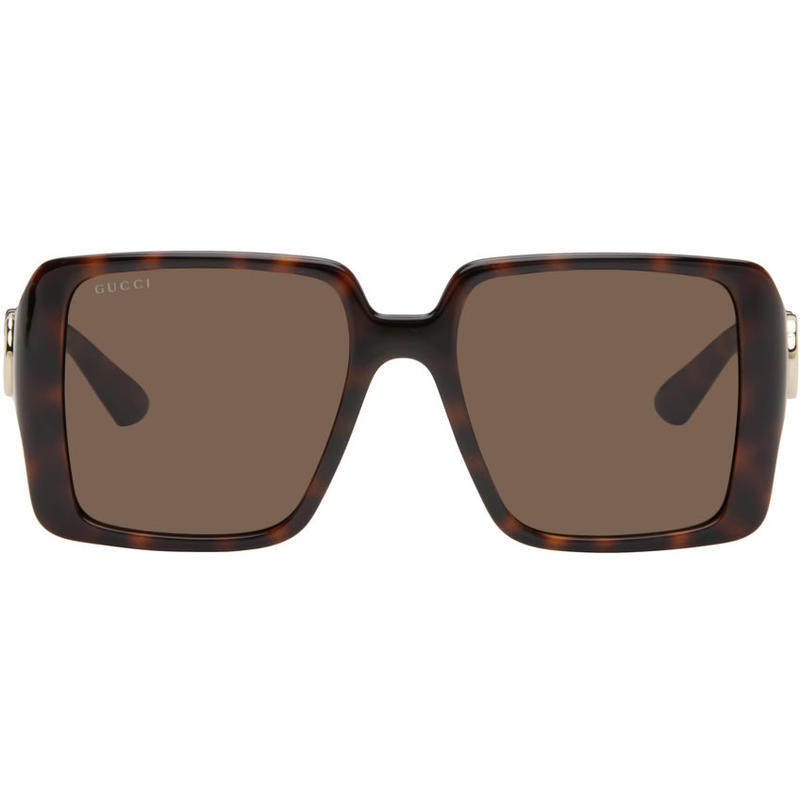 Gucci古驰中性（成人） FW24 太阳镜 棕色 Square Frame 太阳镜