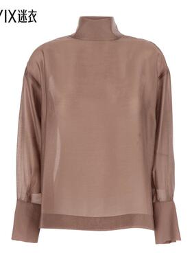 【秋冬新品】rame 女款浅褐色套头衫系扣袖口高科技布织女士高领