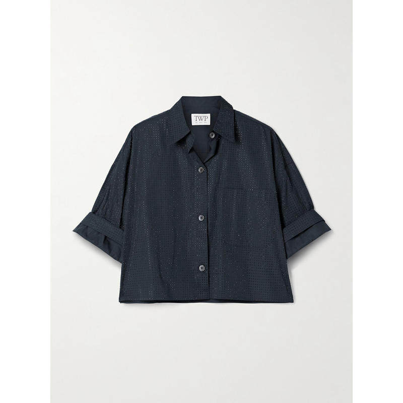 TWP Clothing 女士 FW25 衬衫 Next Ex 短款水晶装饰棉质府绸衬衫,女装/女士精品,真丝上装,淘宝优惠券,粉丝福利购,淘宝优惠卷