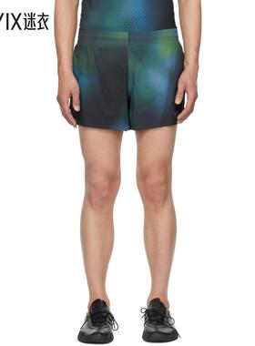 Y-3山本耀司 男士绿色 Allover Print Running 短裤 迷衣时尚