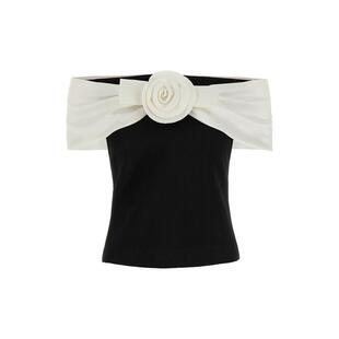 SS26 服装 Black Self Flower 女士 Crêpe 上衣 Portrait