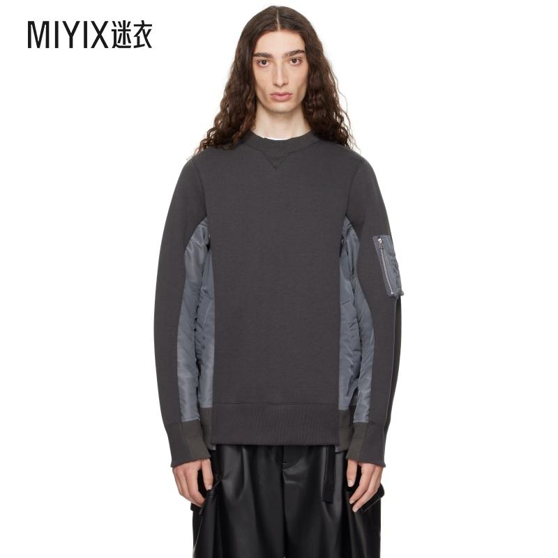 Sacai 男款灰色 Sponge Sweat & Nylon Twill 套头衫 迷衣时尚