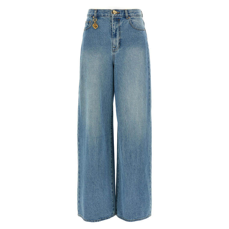 [断码特惠]Zimmermann25春夏新品女士修身高腰棉质直筒阔腿牛仔裤