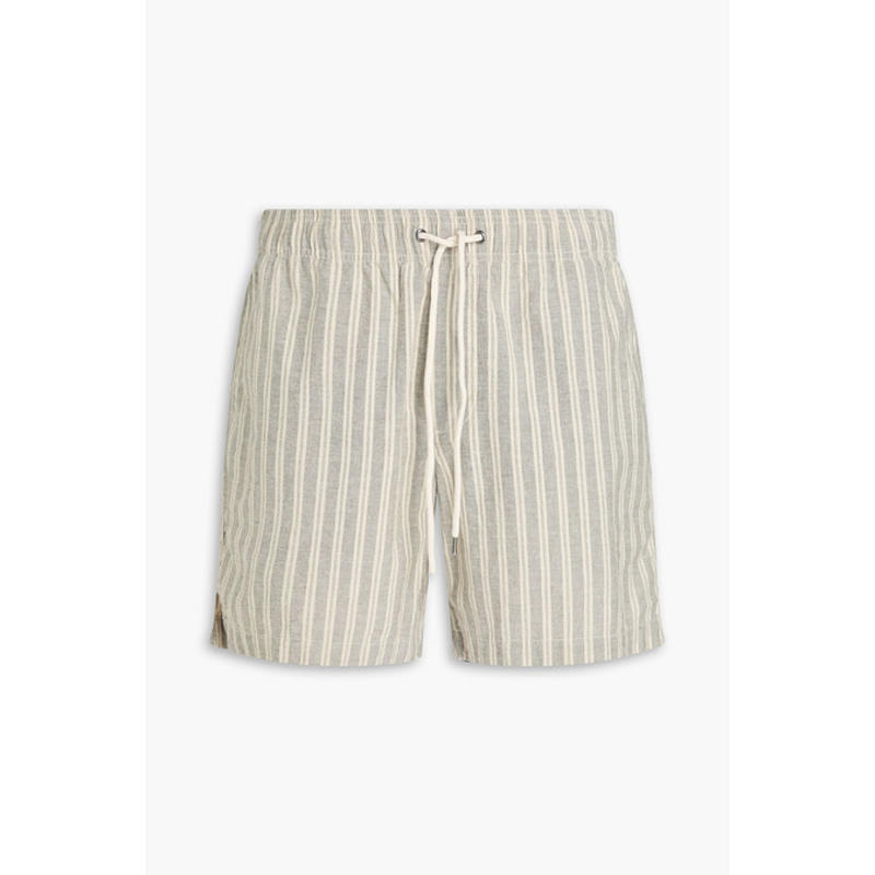 James Perse 男士 短裤 条纹棉麻混纺抽绳短裤