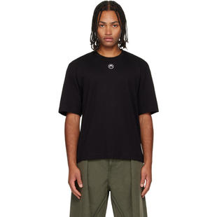 Marine Serre 男士 T恤 黑色 Moon Logo Jersey Loose Fit