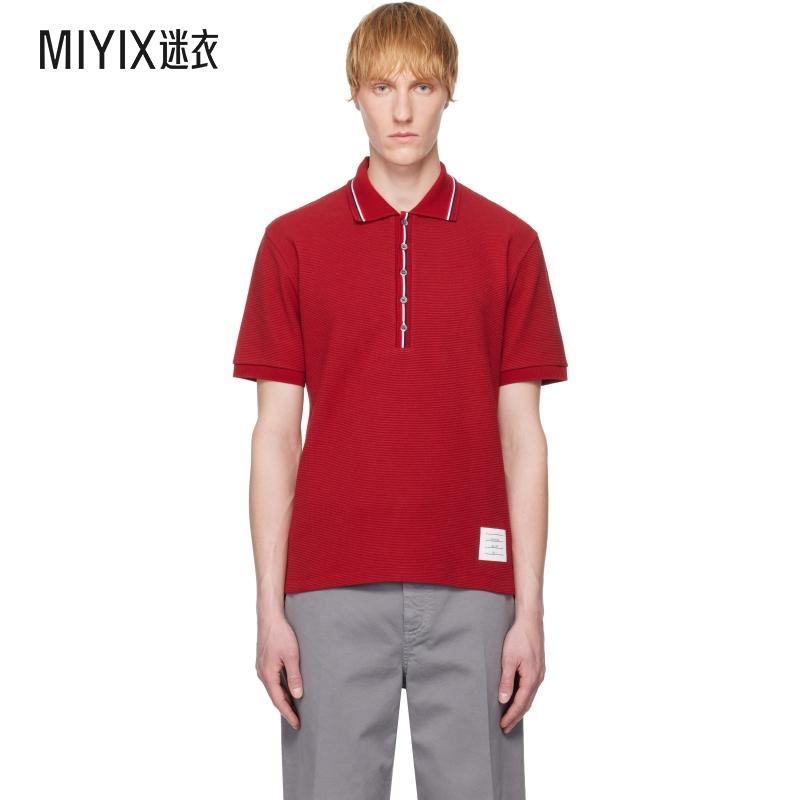 Thom Browne汤姆布朗 男款红色 RWB Waffle-Knit Polo 衫 迷衣时
