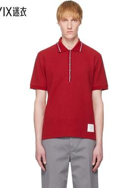 Thom Browne汤姆布朗 男款红色 RWB Waffle-Knit Polo 衫 迷衣时