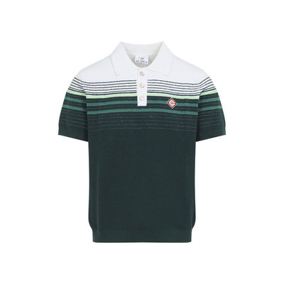 Casablanca 男士 FW26 上衣 白色绿色短袖珠皮呢条纹针织Polo衫