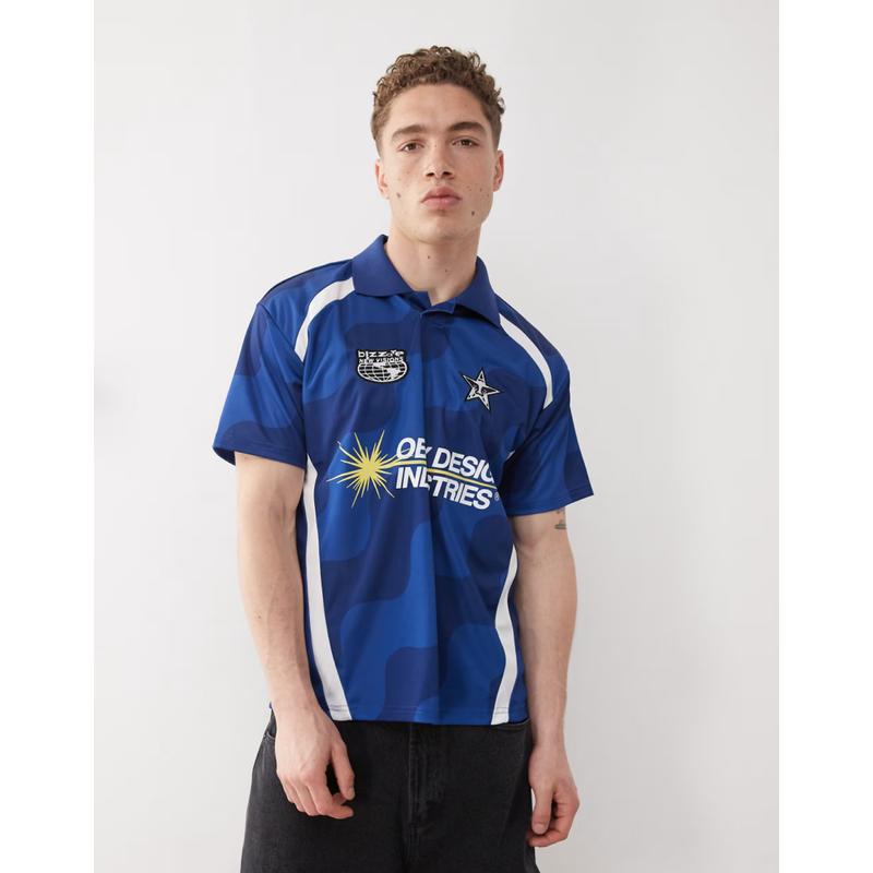 OBEY 男士 T恤 football 徽标多毛线衫(蓝色)