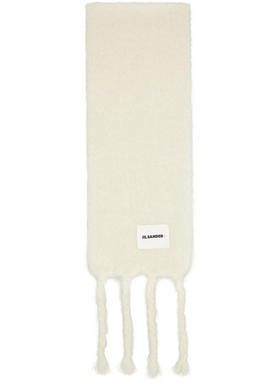 JIL SANDER女士 围巾 灰白色 Slim Wool Blend 围巾