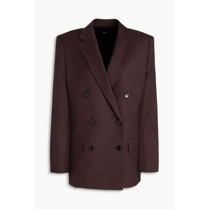 Theory 女士 夹克 双排扣羊毛法兰绒西装外套
