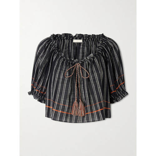 Ulla Johnson 女士 SS26 比基尼 Paros 条纹棉纱上衣