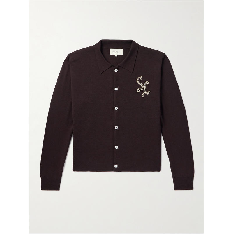 Second/Layer 男士 SS25 开衫 Lalo Logo-Appliquéd 羊毛针织 - 实物图