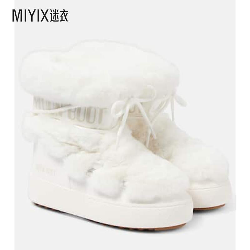 Moon Boot 女款MB Ltrack 仿皮草修饰雪地靴 迷衣时尚