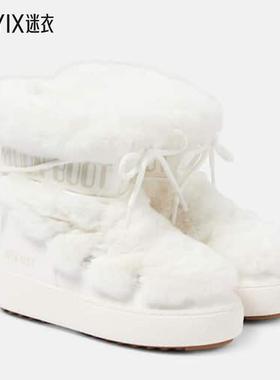 Moon Boot 女款MB Ltrack 仿皮草修饰雪地靴 迷衣时尚