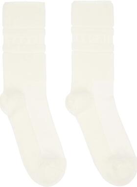 Sacai 女士 袜子 灰白色 Pile Logo 中筒袜