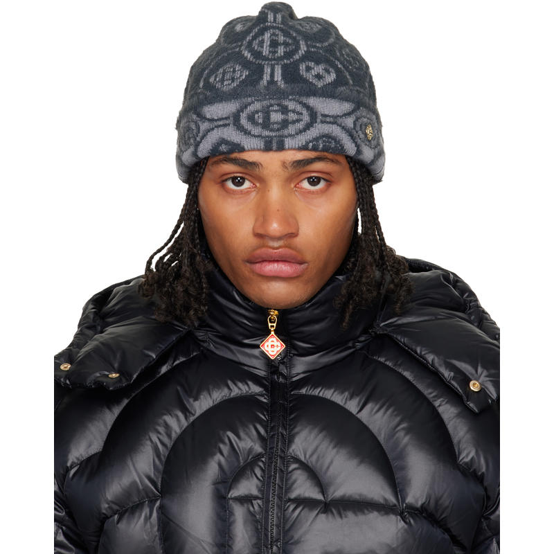 Casablanca 男士 毛线帽 灰色 Fluffy Monogram 毛线帽