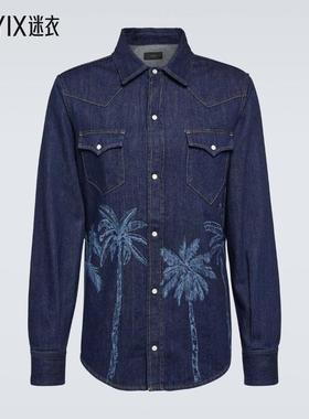 Alanui男士Jungle 印花牛仔布衬衫 迷衣时尚