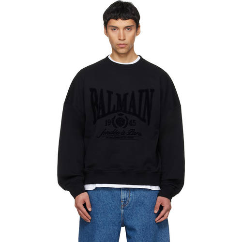 Balmain 巴尔曼 男士 卫衣 Balmain 黑色 Printed Cotton 套头衫