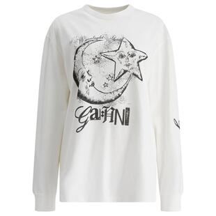 SS25 女士 T恤 图案印花长袖 恤 Ganni 甘尼