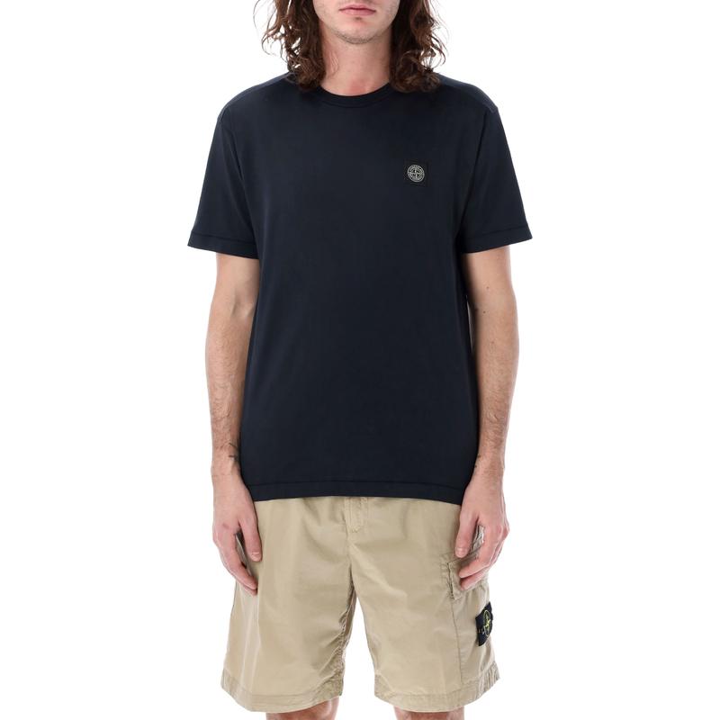 Stone Island 男士 T恤 Island Compass 石头色棉质针织拼缀T恤