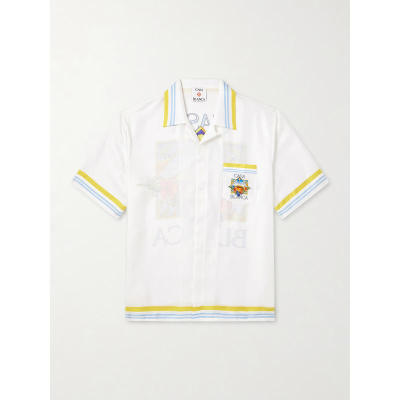 Casablanca 男士 SS26 衬衫 Camp-Collar 网球徽标印花斜纹丝绸