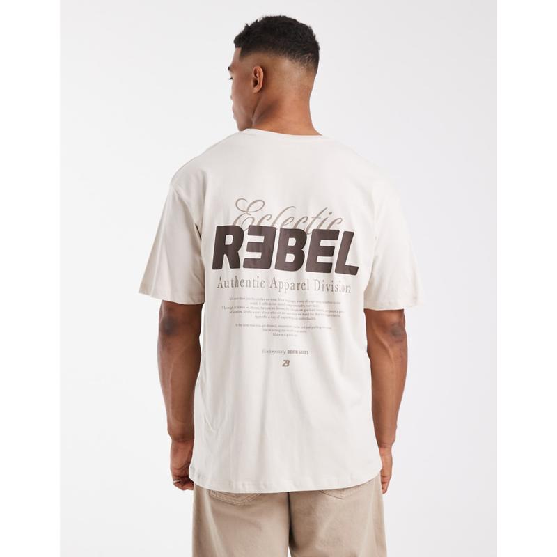 JJ Rebel 男士 T恤 eclectic backprint 宽松款T恤(米黄色)