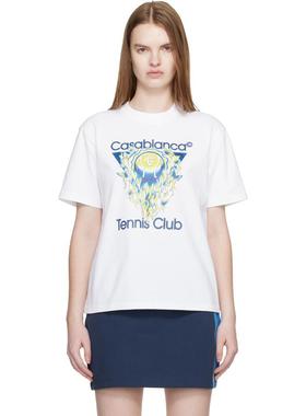 Casablanca 女士 T恤 白色 Tennis Club Icon T 恤