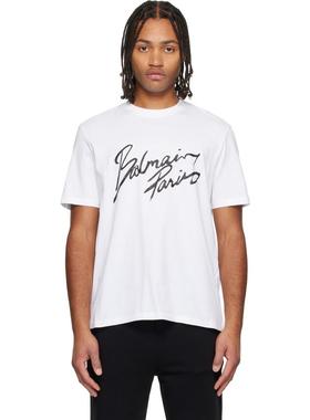 Balmain 男士 T恤 白色 Paris Writing T 恤