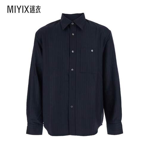 [秋冬新品]TONYWACK 男款蓝色细条纹尖领羊毛混纺男士衬衫 迷衣时