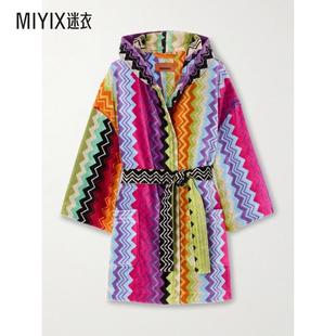 连帽束带条纹棉质厚绒布睡袍 Giacomo 迷衣时 女款 Missoni米索尼