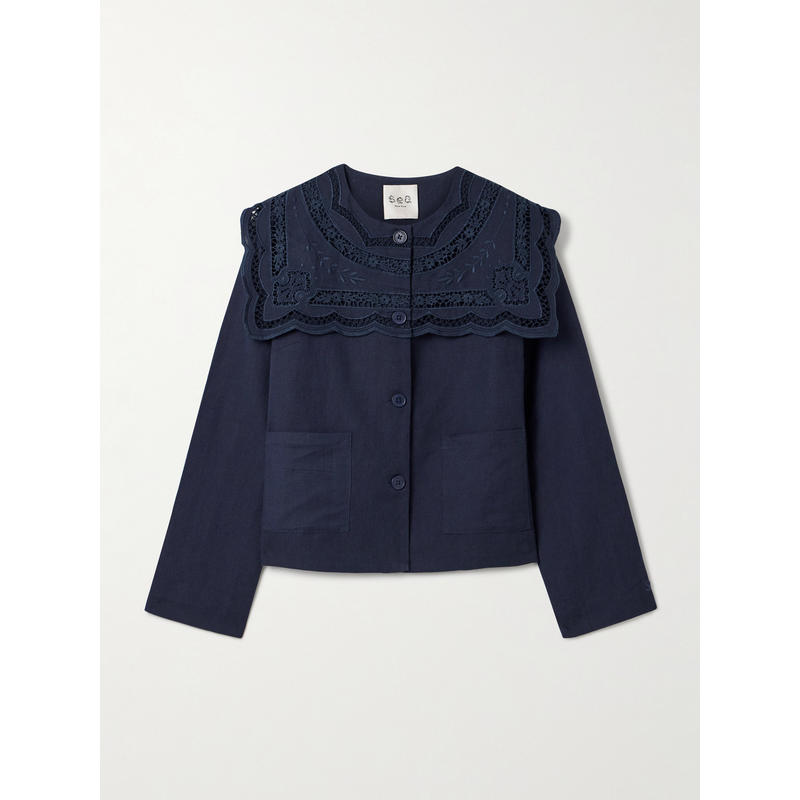 Sea NY 女士 秋冬新品 夹克 Marie 马德拉刺绣棉麻混纺夹克