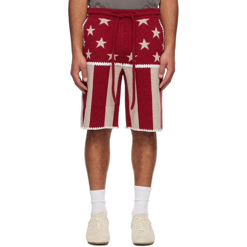 Palm Angels 男士 短裤 红色  米色 Stars  Stripes 短裤,男装,短裤,淘宝优惠券,粉丝福利购,淘宝优惠卷